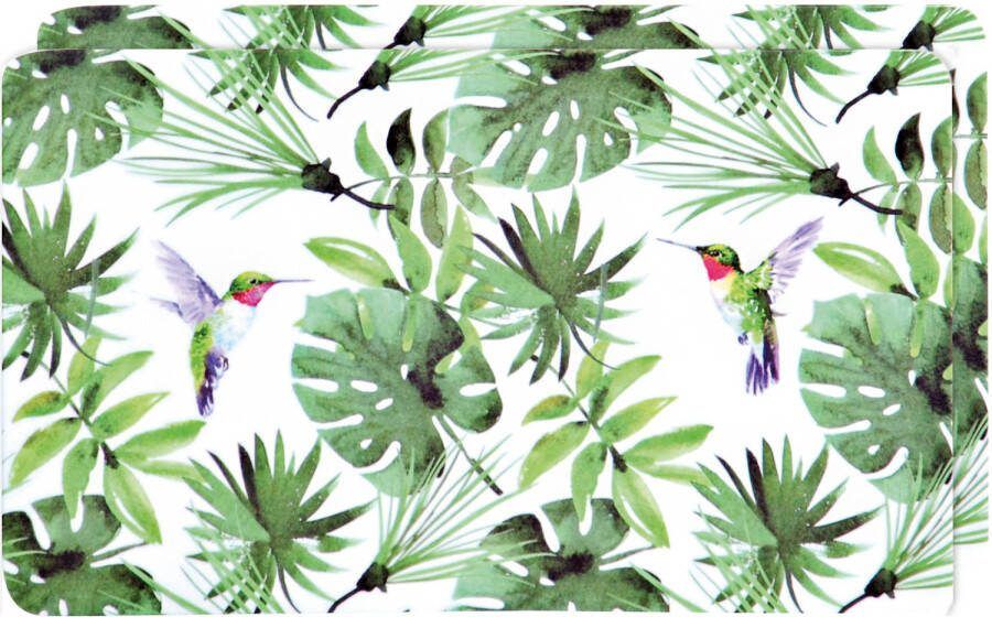 Merkloos 2x Ontbijtbordjes/ontbijtplankjes Set Tropische Kolibrie Vogels Print 14 X 24 Cm Placemats