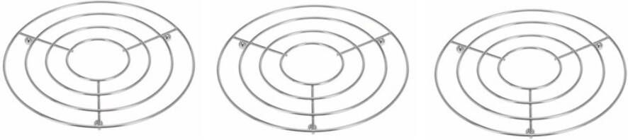 Merkloos 3x Pannenonderzetters Rond Rvs 24 X 19 Cm Panonderzetters