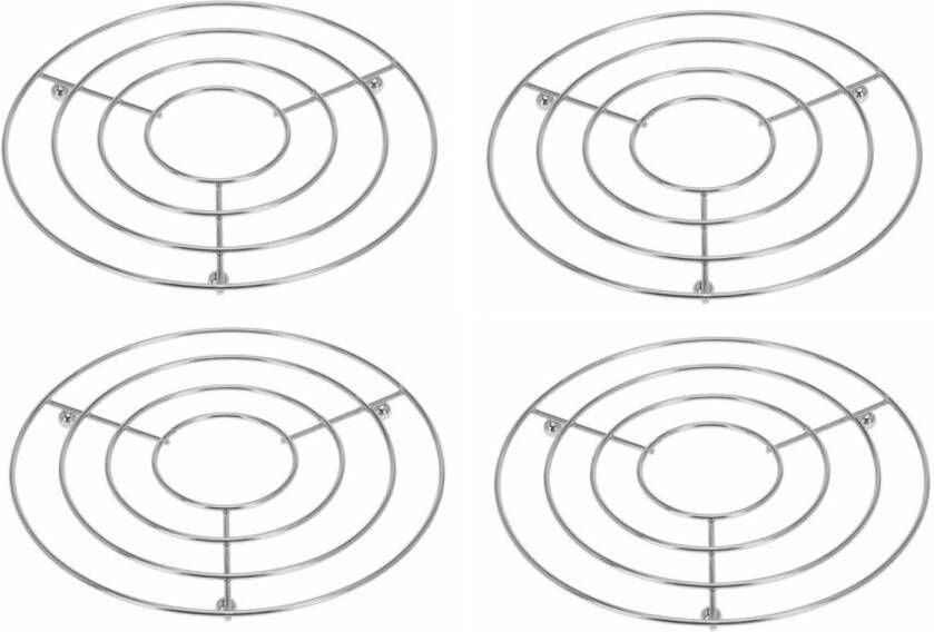 Merkloos 4x Pannenonderzetters Rond Rvs 24 X 19 Cm Panonderzetters