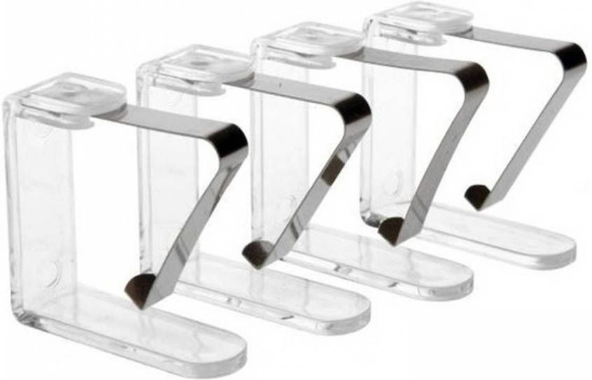 Merkloos 4x Stuks Transparante Tafelkleed Klemmen Tafelkleedklemmetjes