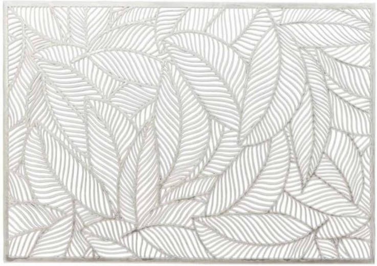 Merkloos 6x Placemats/onderleggers Zilveren Bladeren 30 X 45 Cm Placemats