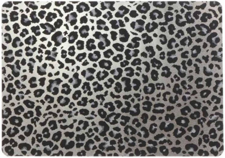 Merkloos 6x Placemats/onderleggers Zilveren Panterprint 30 X 45 Cm Placemats