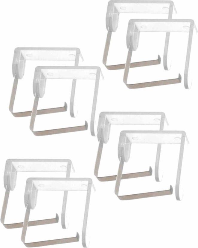 Merkloos 8x Tafelkleed Klemmen Transparant 4, 5 X 4, 5 Cm Kunststof Tafelkleedklemmen