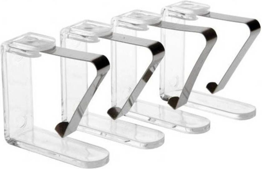 Merkloos 8x Transparante Tafelkleed Klemmen Tafelkleedklemmetjes