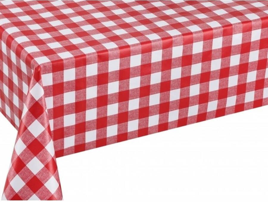 Merkloos Buiten Tafelkleed/tafelzeil Boeren Ruit Rood/wit 140 X 250 Cm Tafelzeilen