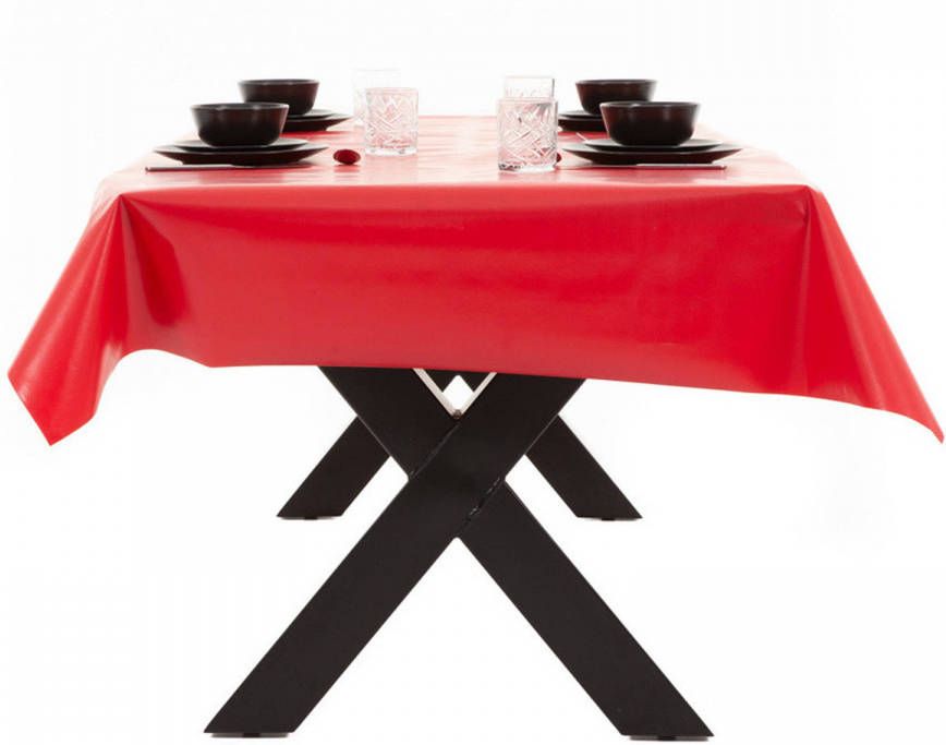 Merkloos Buiten Tafelkleed/tafelzeil Rood 140 X 250 Cm Rechthoekig Tafellakens