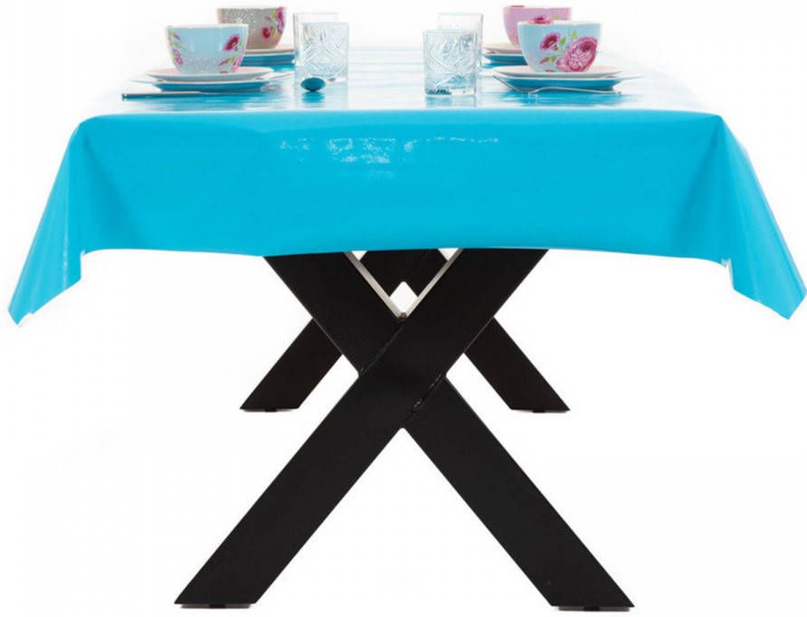 Merkloos Buiten Tafelkleed/tafelzeil Turquoise Blauw 140 X 250 Cm Rechthoekig Tafellakens