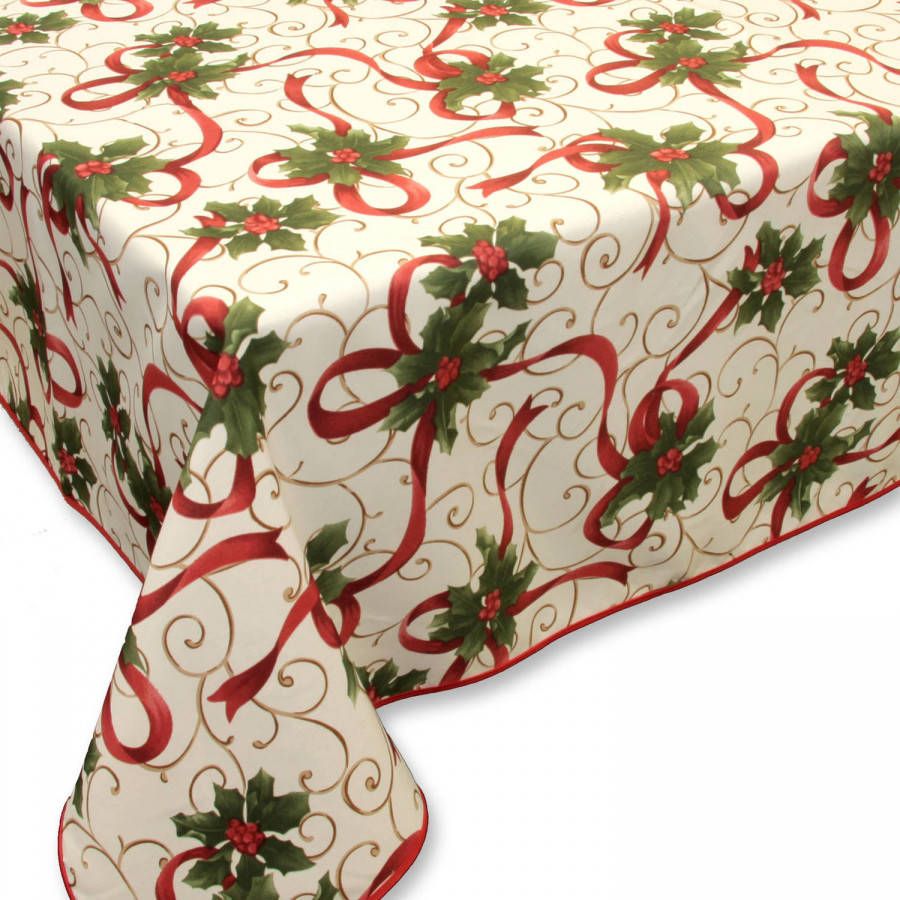 Unique Living Kerst Tafelkleed Creme Met Kerstprint 150 X 200 Cm Tafellakens