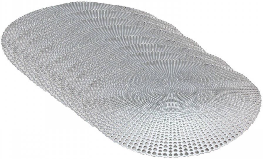 Merkloos Set Van 12x Stuks Ronde Placemats Zilver 40 Cm Van Kunststof Placemats