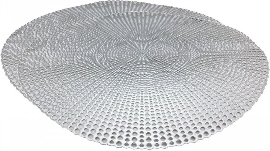 Merkloos Set Van 2x Stuks Ronde Placemats Zilver 40 Cm Van Kunststof Placemats