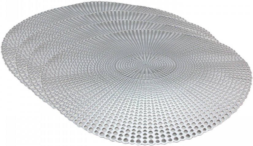 Merkloos Set Van 4x Stuks Ronde Placemats Zilver 40 Cm Van Kunststof Placemats