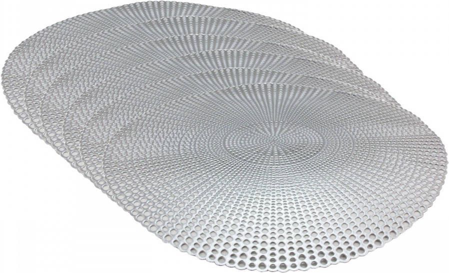 Merkloos Set Van 6x Stuks Ronde Placemats Zilver 40 Cm Van Kunststof Placemats