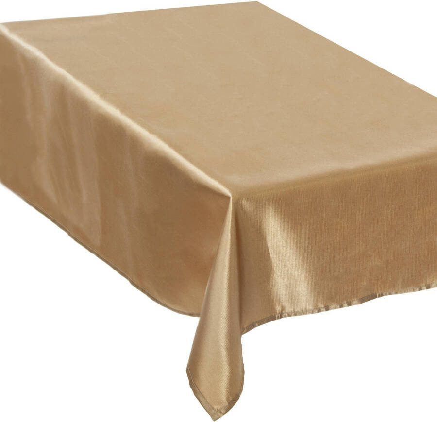 Merkloos Tafelkleed/tafellaken Goud Van Polyester Formaat 140 X 360 Cm Tafellakens