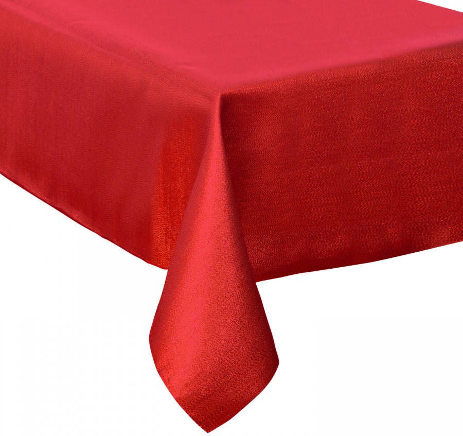 Merkloos Tafelkleed/tafellaken Rood Sparkling Effect Van Polyester Formaat 140 X 240 Cm Tafellakens