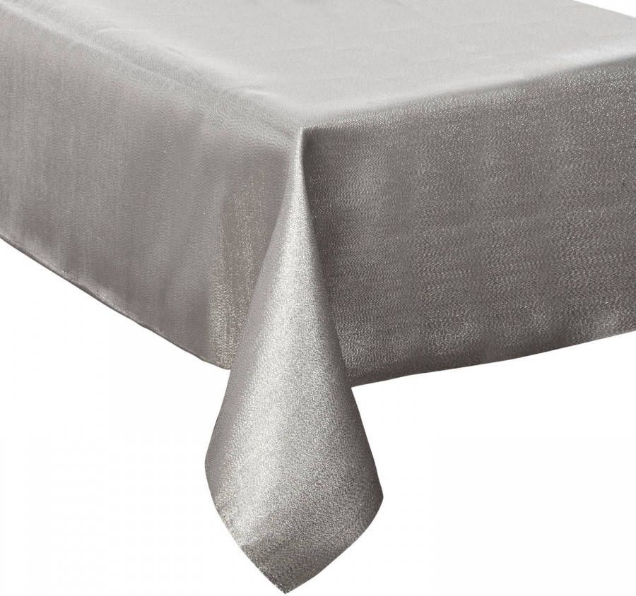 Merkloos Tafelkleed/tafellaken Zilver Sparkling Effect Van Polyester Formaat 140 X 240 Cm Tafellakens