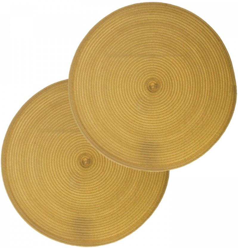 Secret de Gourmet Set Van 4x Stuks Placemats Gevlochten Kunststof Geel 38 Cm Placemats