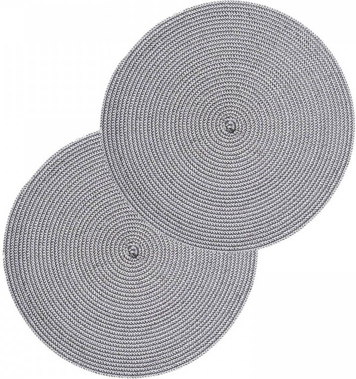 Secret de Gourmet Set Van 6x Stuks Placemats Gevlochten Kunststof Zwart/wit 38 Cm Placemats
