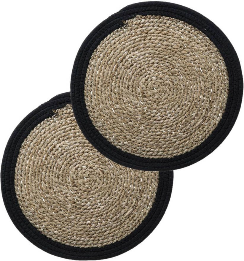 Secret de Gourmet Set Van 6x Stuks Placemats Zeegras Zwart 39 Cm Placemats