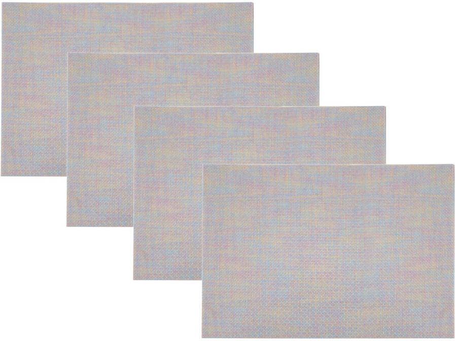 Shoppartners 6x Rechthoekige Placemats Metallic Pasteltinten Geweven 30 X 45 Cm Placemats