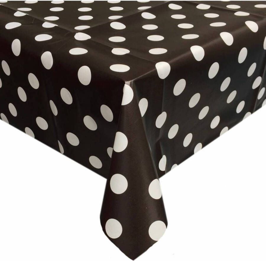 Shoppartners Buiten Tafelkleed/tafelzeil Zwart Polkadots Stippen 140 X 180 Cm Tafelzeilen
