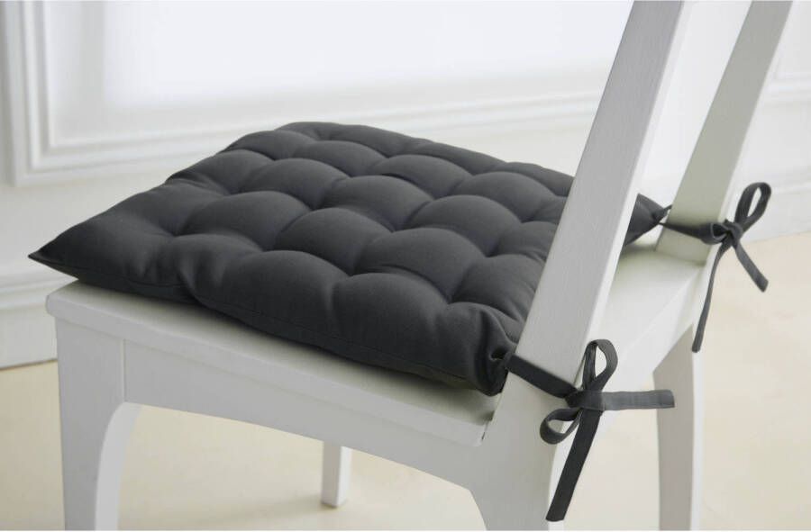 Stoelkussen grijs 40x40 cm 100% katoen tissé teint Canon de fusil