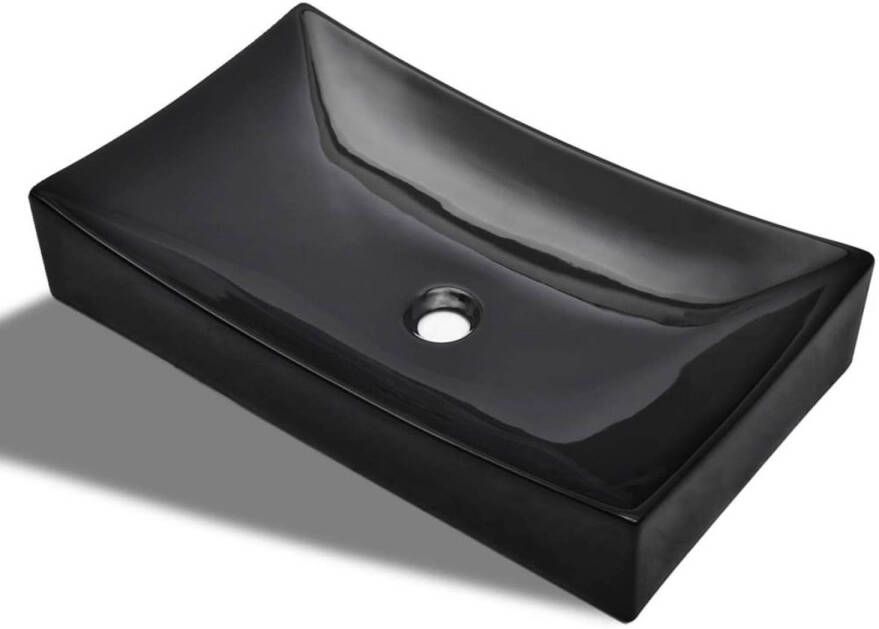 VIDAXL Wasbak, keramiek, rechthoekig, zwart