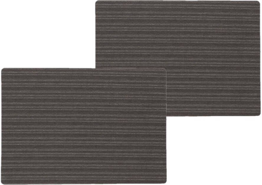 Wicotex 4x Stuks Stevige Luxe Tafel Placemats Lines Zwart 30 X 43 Cm Placemats