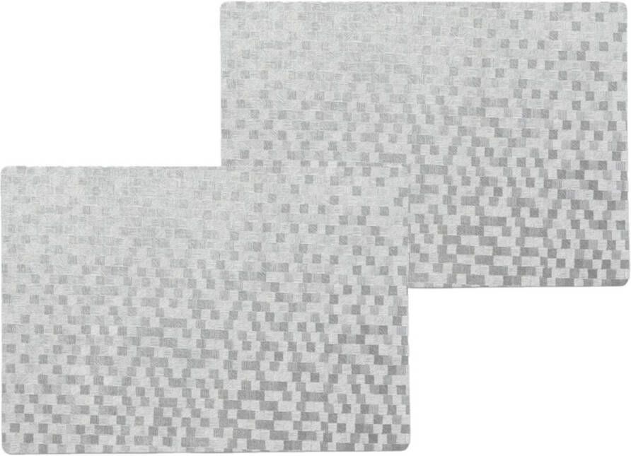 Wicotex 6x Stuks Stevige Luxe Tafel Placemats Stones Zilver 30 X 43 Cm Placemats