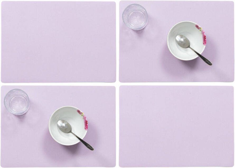 Wicotex Set Van 4x Stuks Stevige Luxe Tafel Placemats Plain Lila Paars 30 X 43 Cm Placemats