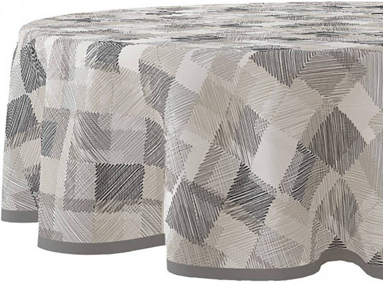 Wicotex Tafelzeil Rond Blockies Grijs 160cm