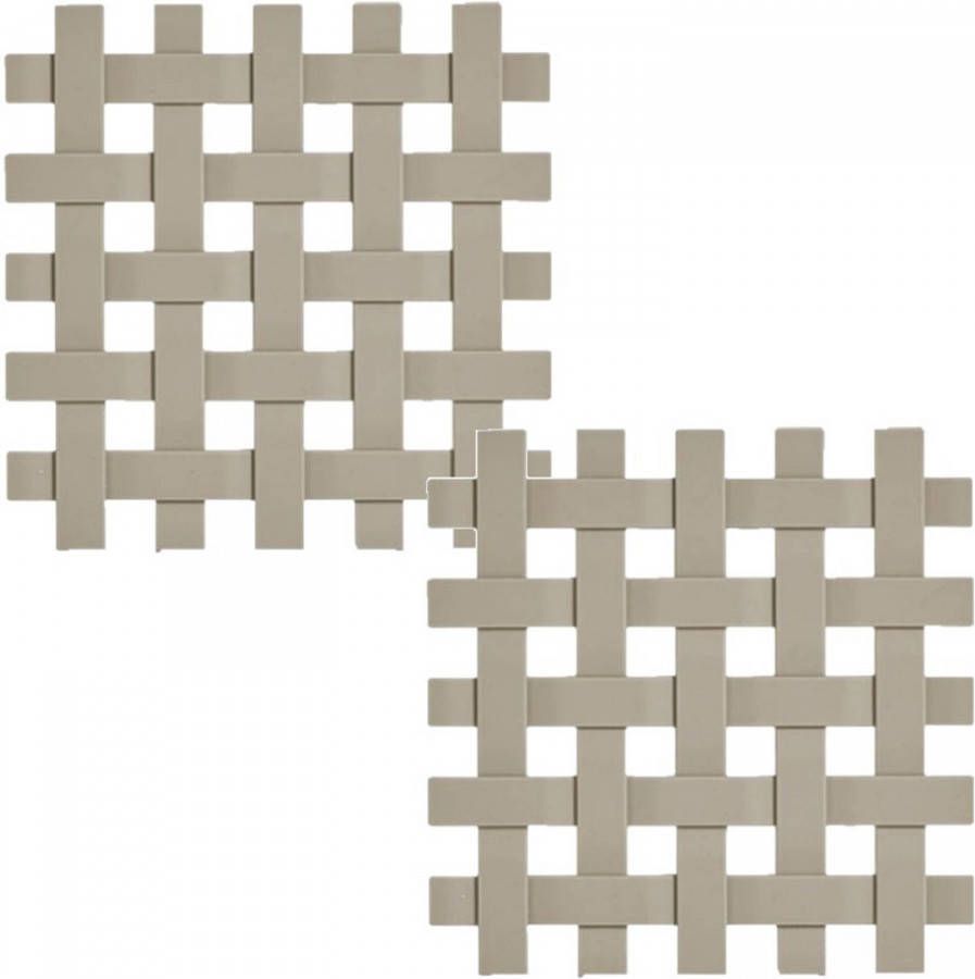 Zeller Set Van 2x Stuks Taupe Pannenonderzetters Gevlochten Siliconen 17 X 17 Cm Panonderzetters