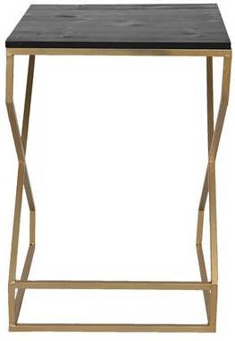 Clayre & Eef Bijzettafel 40x40x55 Cm Goudkleurig Ijzer Hout Vierkant Plantentafel Sidetable Goudkleurig Plantentafel