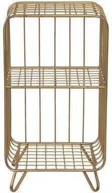 Clayre & Eef Nachtkastje 36x29x65 Cm Goudkleurig Ijzer Rechthoek Opbergkast Halfhoge Kast Goudkleurig Opbergkast