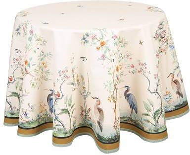 Clayre & Eef Rond Tafelkleed Ø 170 cm Beige Groen Katoen Rond Tropisch