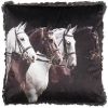 Clayre & Eef Sierkussen 45x45 cm Zwart Wit Synthetisch Vierkant Paard online kopen