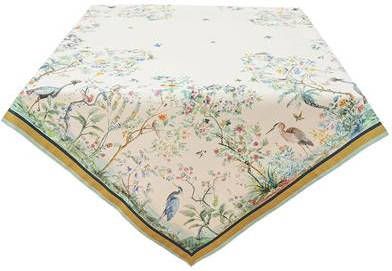 Clayre & Eef Vierkant Tafelkleed 150x150 cm Beige Groen Katoen