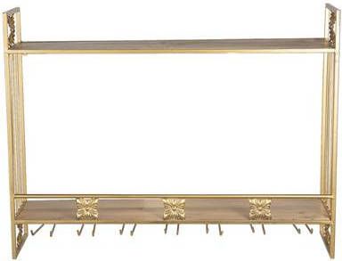 Clayre & Eef Wandrek 80x22x61 cm Goudkleurig Ijzer Rechthoek Wijnrek