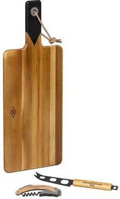 Club Manhattan Gentlemen's Hardware Retro Serveerplank met Kaasmes en Wijnfles Opener