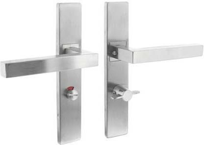 Intersteel Deurkruk Vierkant op rechthoekig schild met toilet -/badkamersluiting RVS