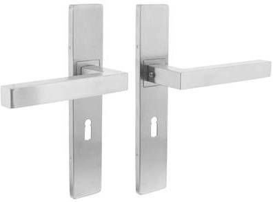 Intersteel Deurkruk Vierkant op rechthoekig schild sleutelgat 56mm RVS