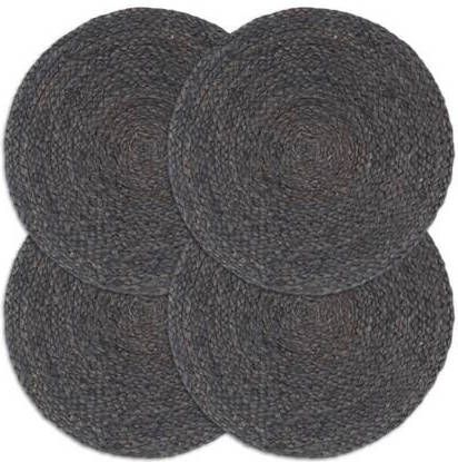 vidaXL Placemats 4 st rond 38 cm jute donkergrijs