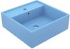 VidaXL Wastafel met overloop vierkant 41x41 cm keramiek mat lichtblauw online kopen