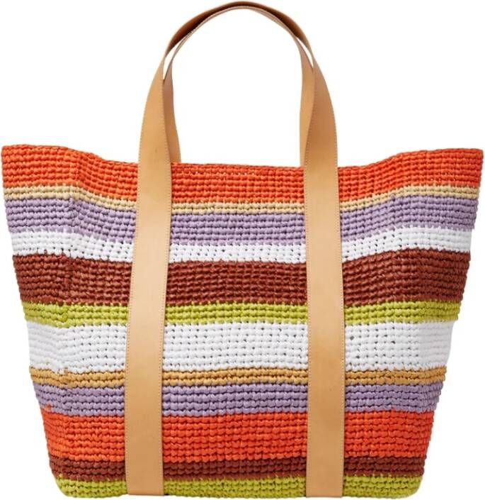 La DoubleJ Tote Raffia tas , Oranje, Dames