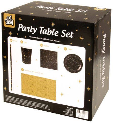 Feestbazaar Tafelgerei Decoratieset Zwart/Goud