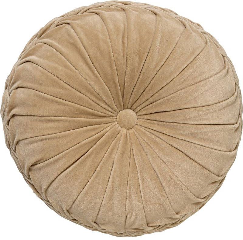 Dutch Decor Kaja Sierkussen Rond Velvet 40 Cm Pumice Stone Beige