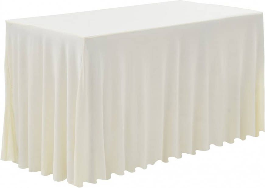 VIDAXL 2 st Tafelhoezen met rok stretch 183x76x74 cm crè, me