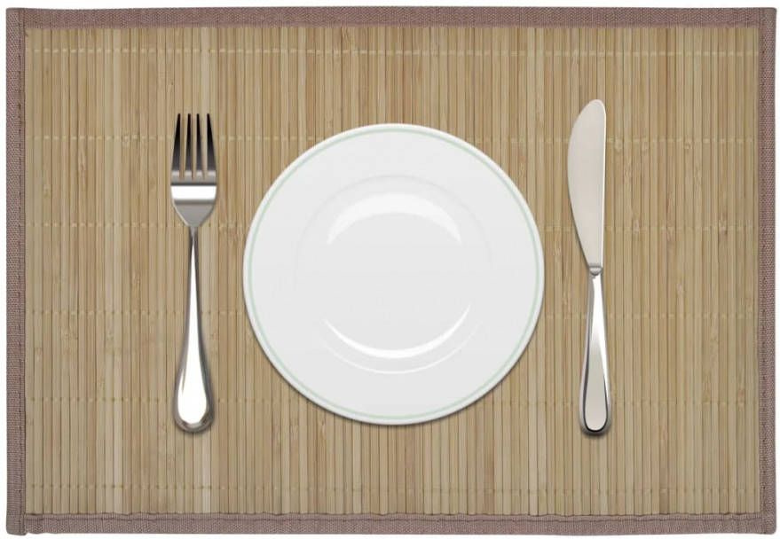 VIDAXL 6 st Placemats 30x45 cm bamboe bruin