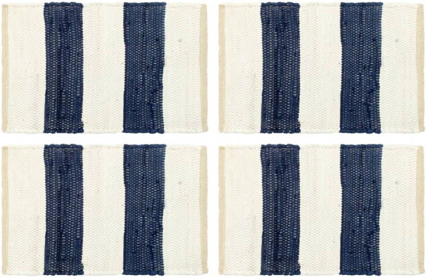 VIDAXL Placemats 4 st chindi gestreept 30x45 cm blauw en wit