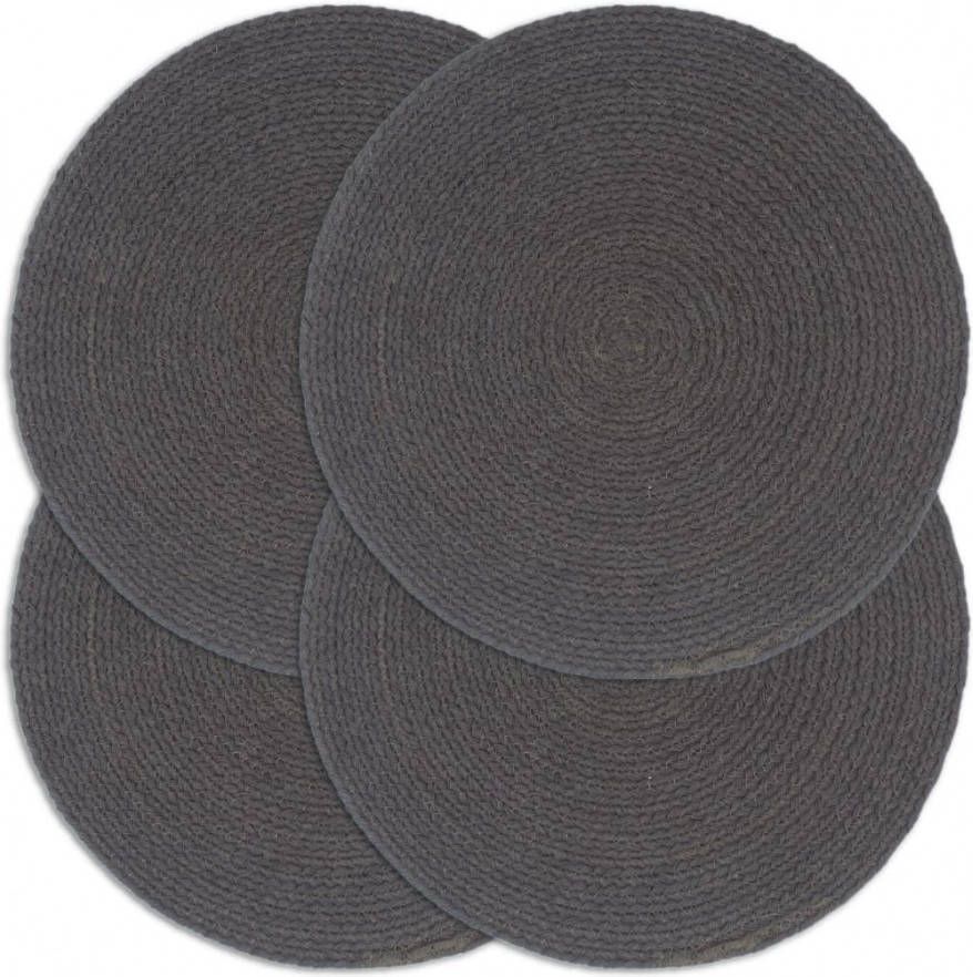 VIDAXL Placemats 4 st rond 38 cm katoen effen donkergrijs