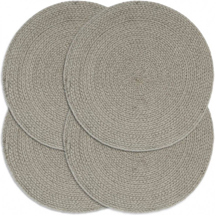 VIDAXL Placemats 4 st rond 38 cm katoen effen grijs